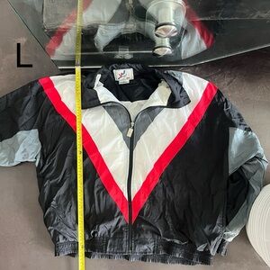 Vintage Windbreaker Jacket with Red and White Accents